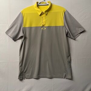 Oakley Gorpcore Colorblock Golf Polo Shirt Grey Yellow